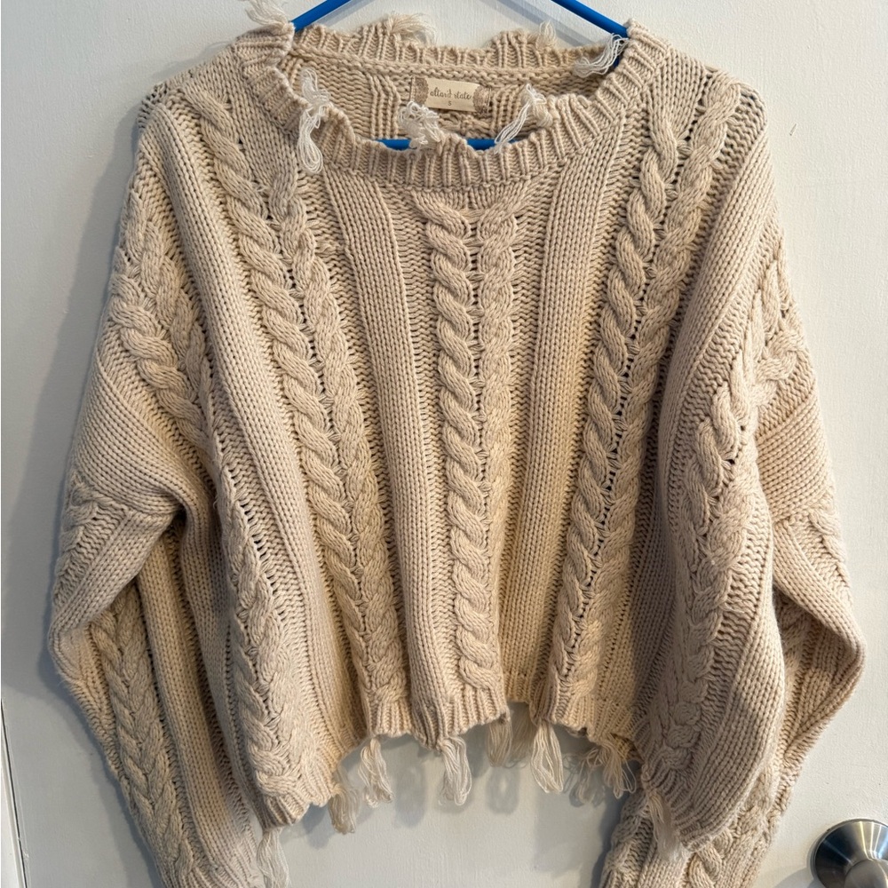 Altar'd State Cream Cable Knit Sweater